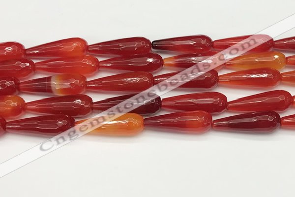 CTR457 15.5 inches 10*30mm faceted teardrop agate beads wholesale