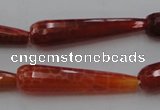 CTR46 15.5 inches 10*40mm faceted teardrop natural fire agate beads