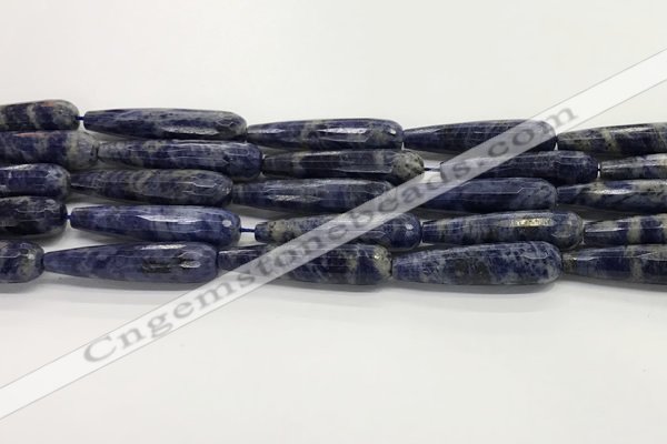 CTR47 15.5 inches 10*40mm faceted teardrop sodalite gemstone beads