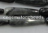 CTR48 15.5 inches 10*40mm faceted teardrop eagle eye jasper beads