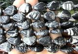 CTR516 15 inches 13*18mm flat teardrop black water jasper beads