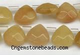 CTR605 Top drilled 10*10mm faceted briolette yellow aventurine beads