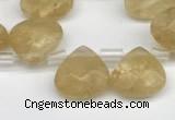 CTR615 Top drilled 10*10mm faceted briolette yellow watermelon beads