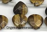 CTR641 Top drilled 13*13mm faceted briolette yellow tiger eye beads