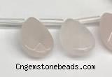 CTR660 Top drilled 10*14mm faceted briolette rose quartz beads