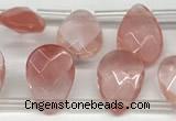 CTR661 Top drilled 10*14mm faceted briolette cherry quartz beads