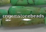 CTR67 15.5 inches 10*40mm faceted teardrop grass agate beads