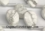 CTR673 Top drilled 10*14mm faceted briolette white howlite beads