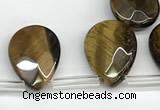 CTR700 Top drilled 12*16mm faceted briolette yellow tiger eye beads