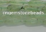 CTR72 15.5 inches 6*16mm faceted teardrop green rutilated quartz beads