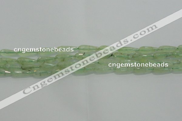 CTR72 15.5 inches 6*16mm faceted teardrop green rutilated quartz beads