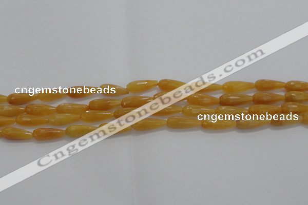 CTR75 15.5 inches 6*16mm faceted teardrop yellow jade beads