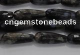 CTR78 15.5 inches 6*16mm faceted teardrop grey opal gemstone beads