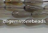 CTR79 15.5 inches 6*16mm faceted teardrop grey agate beads