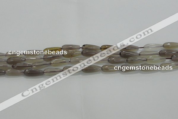 CTR79 15.5 inches 6*16mm faceted teardrop grey agate beads
