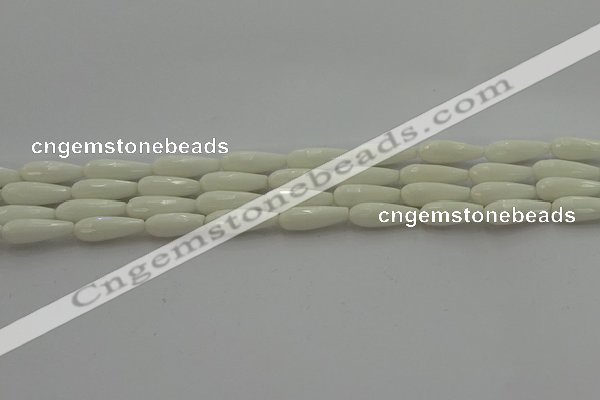 CTR83 15.5 inches 6*16mm faceted teardrop white porcelain beads