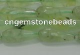 CTR93 15.5 inches 8*20mm faceted teardrop green rutilated quartz beads