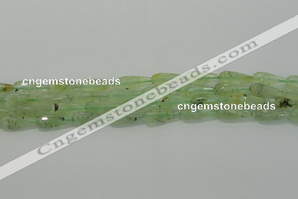 CTR93 15.5 inches 8*20mm faceted teardrop green rutilated quartz beads