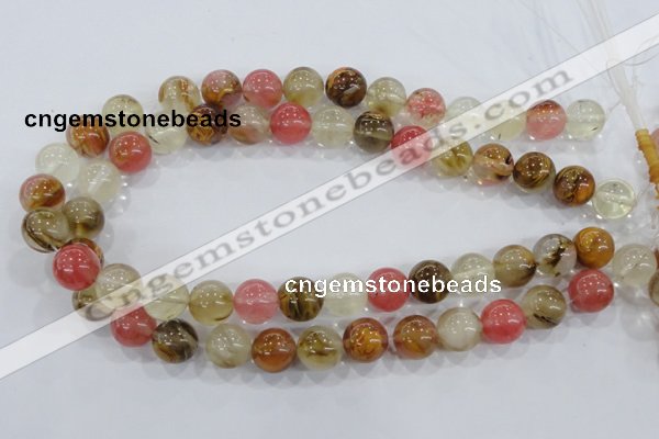 CTS06 15.5 inches 14mm round tigerskin glass beads wholesale