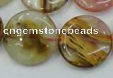 CTS50 15.5 inches 25mm flat round tigerskin glass beads wholesale