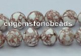 CTU106 16 inches 12mm round dyed flower turquoise beads wholesale