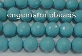 CTU1221 15.5 inches 6mm faceted round synthetic turquoise beads