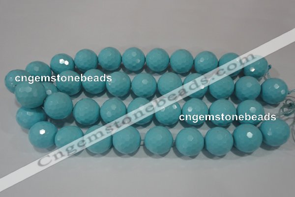 CTU1221 15.5 inches 6mm faceted round synthetic turquoise beads