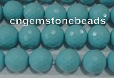 CTU1222 15.5 inches 8mm faceted round synthetic turquoise beads