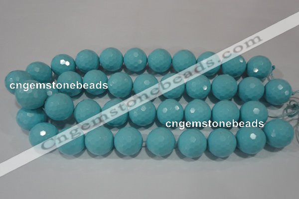 CTU1223 15.5 inches 10mm faceted round synthetic turquoise beads