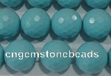 CTU1225 15.5 inches 14mm faceted round synthetic turquoise beads