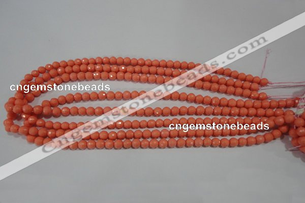 CTU1322 15.5 inches 6mm faceted round synthetic turquoise beads