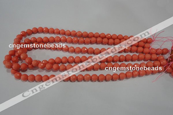 CTU1323 15.5 inches 8mm faceted round synthetic turquoise beads