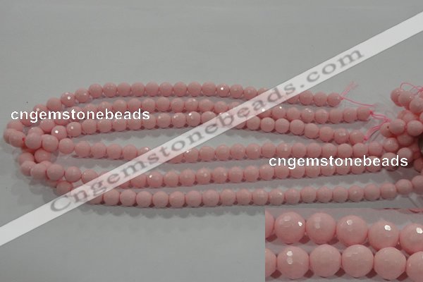 CTU1513 15.5 inches 8mm faceted round synthetic turquoise beads