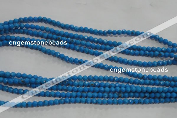 CTU1630 15.5 inches 4mm faceted round synthetic turquoise beads