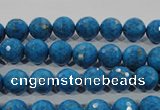 CTU1632 15.5 inches 8mm faceted round synthetic turquoise beads