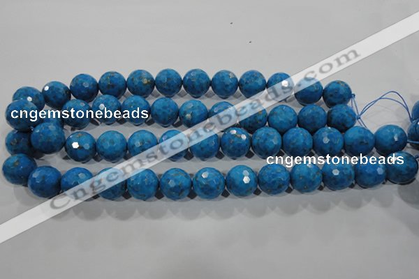 CTU1632 15.5 inches 8mm faceted round synthetic turquoise beads