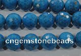 CTU1635 15.5 inches 14mm faceted round synthetic turquoise beads