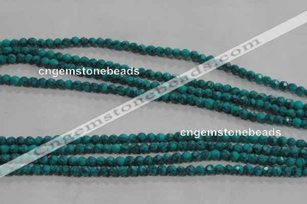 CTU1681 15.5 inches 4mm faceted round synthetic turquoise beads