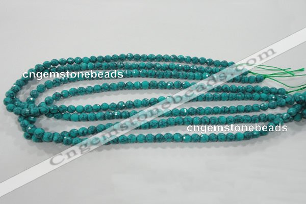 CTU1682 15.5 inches 6mm faceted round synthetic turquoise beads