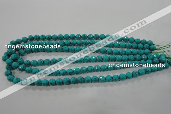 CTU1683 15.5 inches 8mm faceted round synthetic turquoise beads