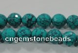 CTU1684 15.5 inches 10mm faceted round synthetic turquoise beads