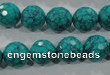 CTU1686 15.5 inches 14mm faceted round synthetic turquoise beads