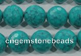 CTU1687 15.5 inches 16mm faceted round synthetic turquoise beads