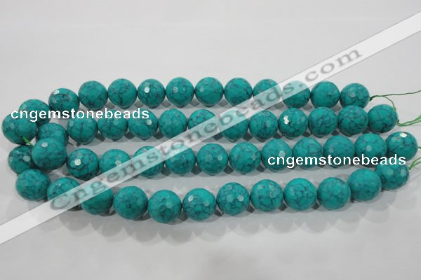 CTU1687 15.5 inches 16mm faceted round synthetic turquoise beads