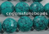 CTU1688 15.5 inches 18mm faceted round synthetic turquoise beads