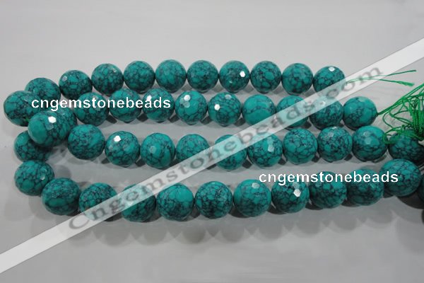 CTU1688 15.5 inches 18mm faceted round synthetic turquoise beads