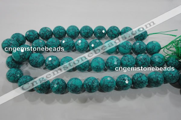 CTU1689 15.5 inches 20mm faceted round synthetic turquoise beads