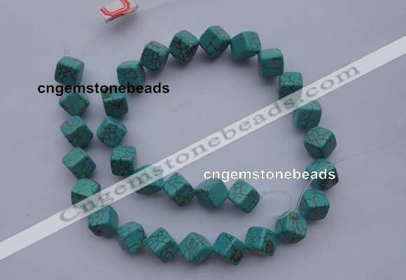 CTU18 15.5 inches 10*10mm cublc blue turquoise strand beads Wholesale