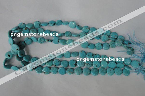 CTU1882 15.5 inches 12mm flat round imitation turquoise beads