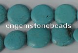 CTU1884 15.5 inches 16mm flat round imitation turquoise beads